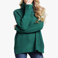 Damen pullover mit Rollkragen und langen Ärmeln in Grün