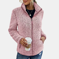Claudia | Damen Lässige Reißverschluss Fleecejacke in Rosa