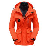 Damen Skijacke mit Kapuze | Sportliche Outdoor Winterjacke in Orange