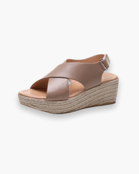 Damen Keil Sandalen | Kreuz Stile in Beige