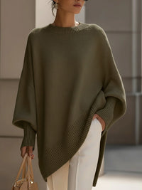 Alina – Minimalistischer Luxus-Strickpullover in Olivgrün