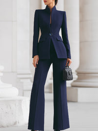 Elena | Damen Blazer & Hosen Anzug Set in Blau