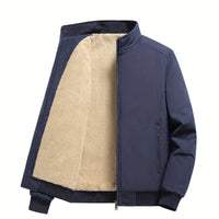 Herren Outdoor Jacke mit Fleece | Einfarbig Reißverschluss in Blau