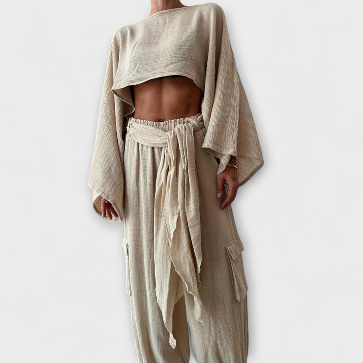 Joanna - Tailloses Zweiteiliges Set aus Baumwolle und Leinen