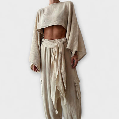 Joanna - Tailloses Zweiteiliges Set aus Baumwolle und Leinen