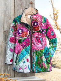 Blumenmuster Damen Elegante Jacke in Mehrfarbig