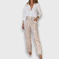 Vianne – Sommer-Set mit lockerer Hemdbluse in Beige