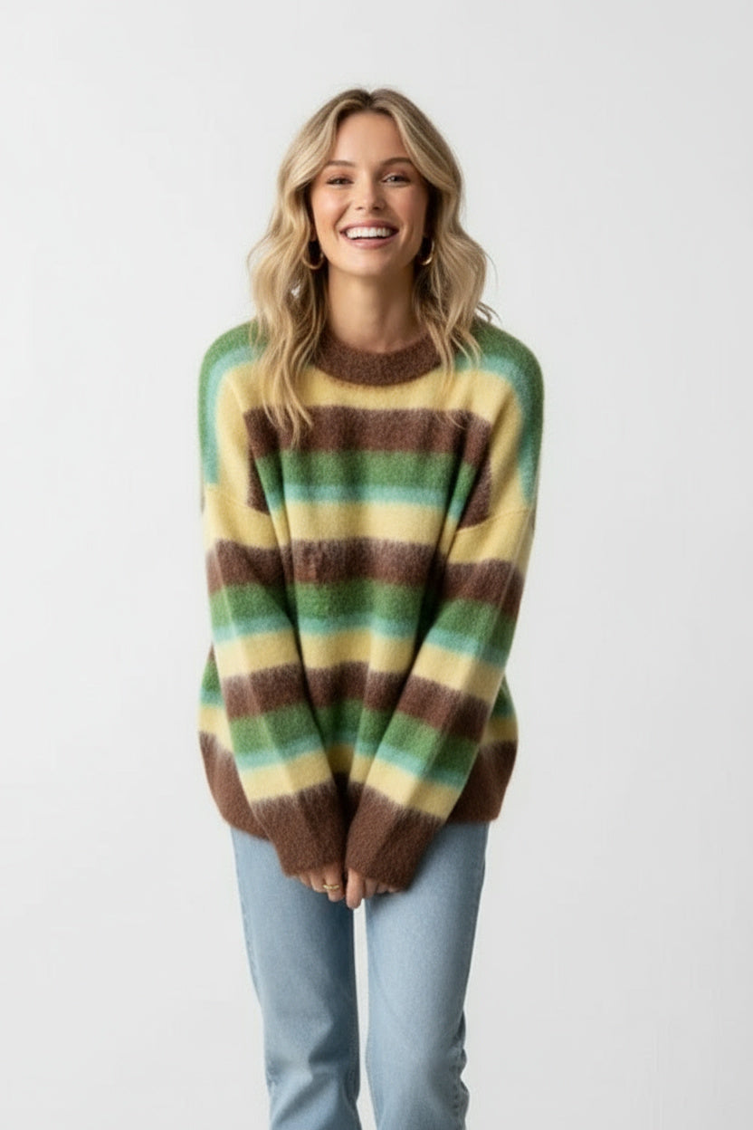 Mikah | Damen Gestreifter Strickpullover