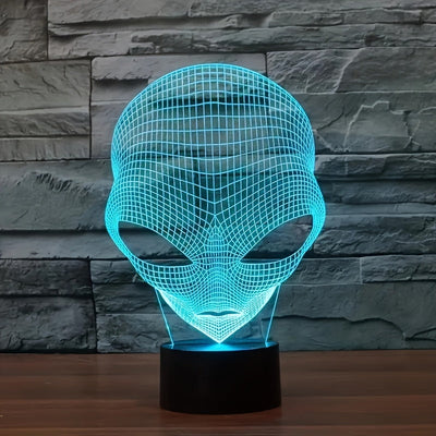 3D Alienkopf LED Tischlampe mit 7 Farben - Lunaris