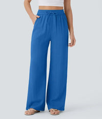 Lizaa | Legere & Luftige Leinenhose mit Eleganten Beinen in Blau