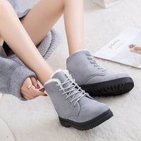Winterschuhe Damen | Knöchelhoch Mit Schnürverschluss in Grau