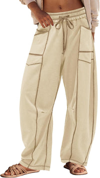 LINA | Barrel-Pants – Weite Sommer-Loungehose für jeden Moment in Hellkhaki