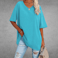 Mia | Damen Oversized V-Ausschnitt Hemd in Hellblau