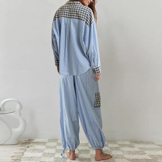 Kuscheliges Pyjama-Set für warme Herbst- und Winternächte - Elegante Damen-Nachtwäsche für eine entspannte Auszeit