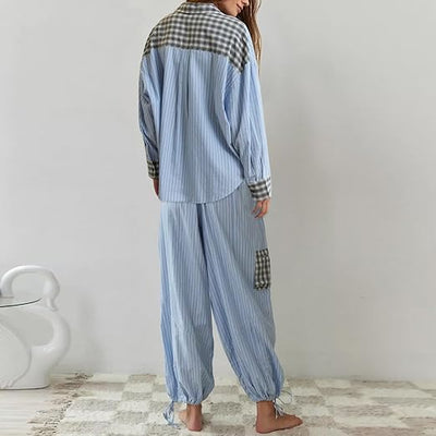 Kuscheliges Pyjama-Set für warme Herbst- und Winternächte - Elegante Damen-Nachtwäsche für eine entspannte Auszeit