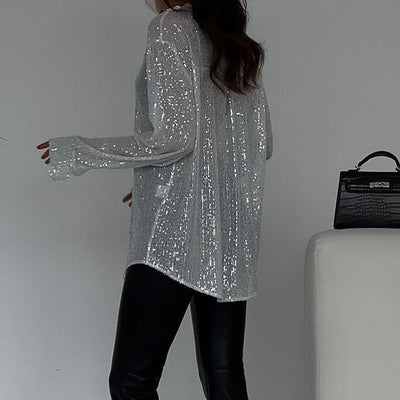Lockere Bluse mit glitzernden Pailletten – Celeste