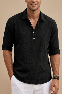 Maxwell | Lässige Passform Kurzarm Poloshirt in Schwarz