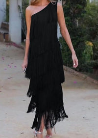 Carol | Einzigartiges One-Shoulder-Kleid in Schwarz