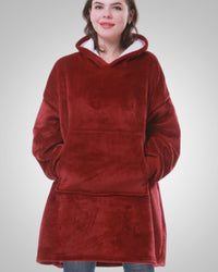 Susanne | Damen Kuschelige Oversized Kapuzendecke in Rot