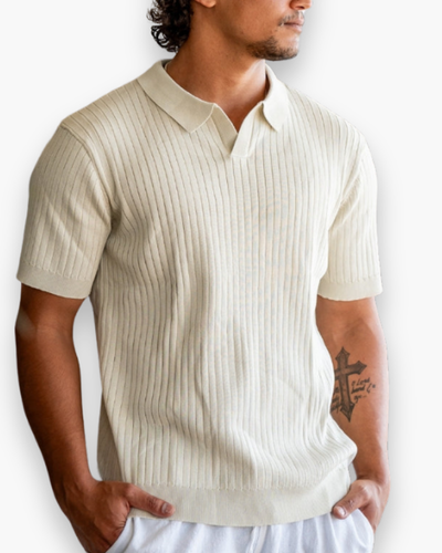 Herren Elegantes Geripptes Poloshirt | Klassisch