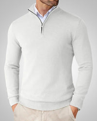 Kenneth | Herren Slim Fit Quarter-Zip Pullover in Weiß