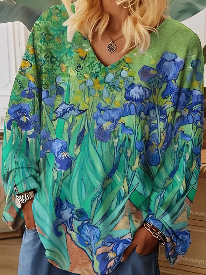 Van Gogh Kunst V-Neck T-Shirt – Lockerer Schnitt und stilvolles Design