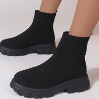 Modische Damen-Stiefeletten im Sockenstiefel-Design in Schwarz