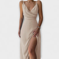 Valeria | Edles Kleid für gehobene Damenmode in Beigegrau