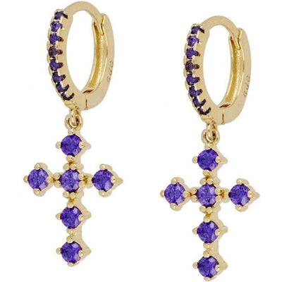 Cassia - Creolen mit baumelnden Anhängern | Mehrfarbige Edelsteine Ohrringe