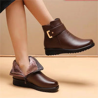 Winterschuhe Damen | Knöchelhoch Mit Metallschnalle in Braun