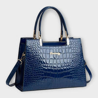 Brava -  Glänzende Krokodilledermuster-Handtasche in Blau