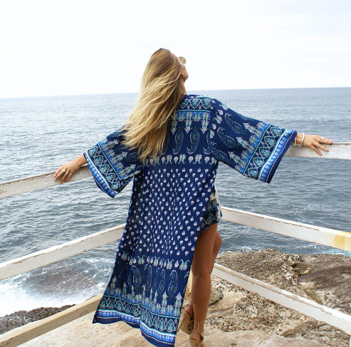 Ida® | Kimono Vintage Blumen Cardigan Boho Locker