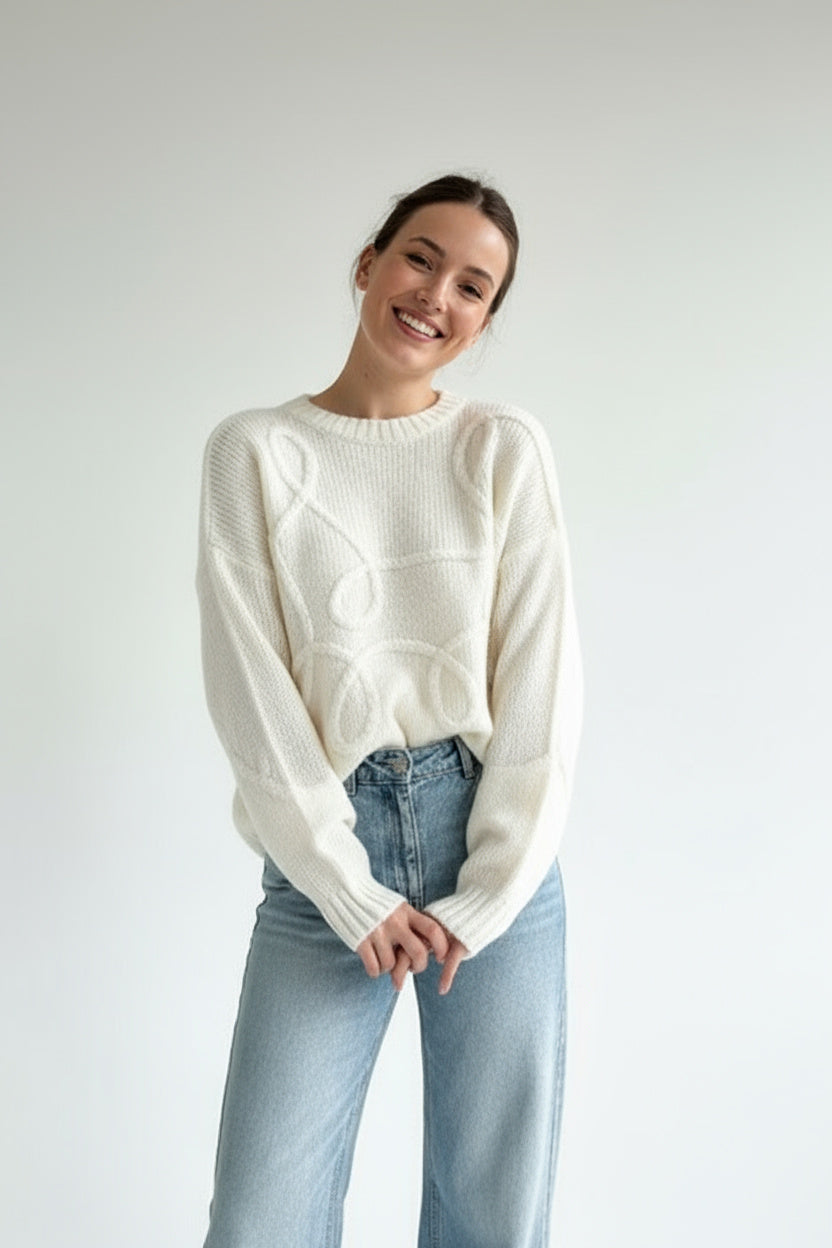 Sienna | Übergroßer Strickpullover Damen Rundhalsausschnitt