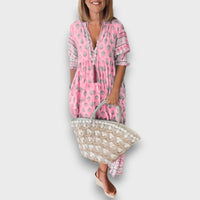 Hiley – Kleid mit Ausschnitt und Boho-Flair in Rosa