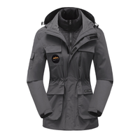 Damen Skijacke mit Kapuze | Sportliche Outdoor Winterjacke in Grau