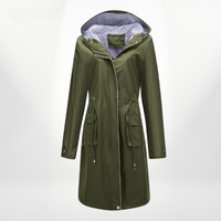 Wasserdichter Trenchcoat Damen Mit Kapuze | Lang Leicht in Grün