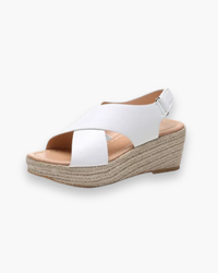 Damen Keil Sandalen | Kreuz Stile in Weiß
