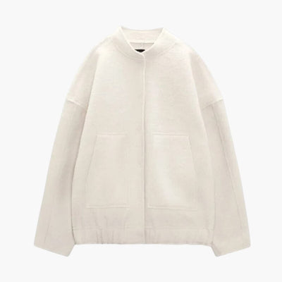 Damen Oversized Jacke mit offenem Frontdesign und aufgesetzten Taschen