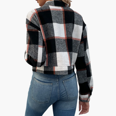 Damen Karierte Jacke mit Knopfverschluss