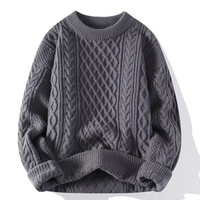 Damen Pullover | Klassischer Strick mit Zopfmuster in Grau
