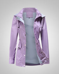 Anneliese | Damen Kapuze Kordelzug Regenjacke in Lila