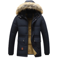 Winterjacke Herren Parka Warm | Abnehmbare Kapuze in Blau