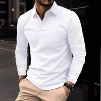 Deacon - Bequemes Langarm-Poloshirt für Herren in Weiß