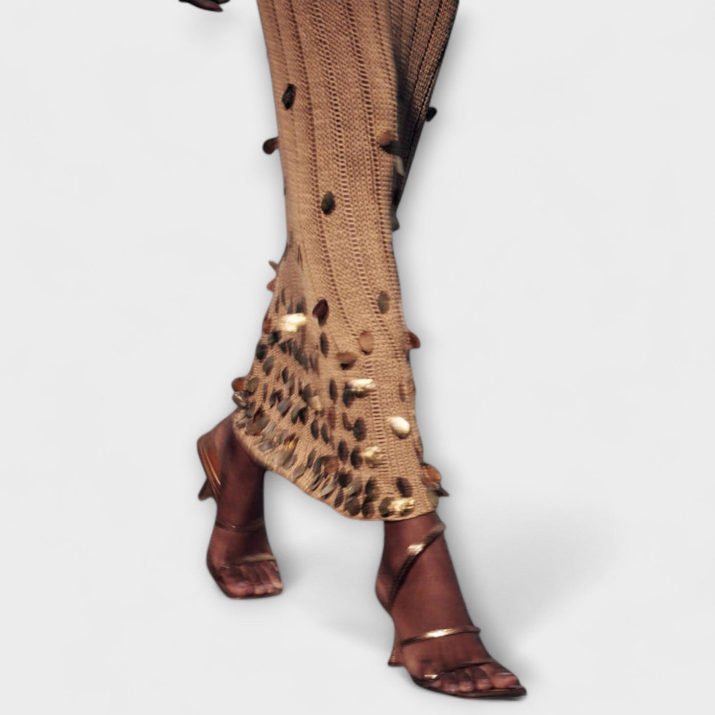 Kathleen - Gold Strick Maxi Kleid von Dolly