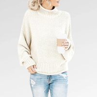 Damen Pullover | Strick klassisch mit Stehkragen in Beige