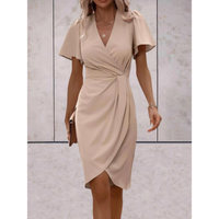 Laura – Sommerchic Drapierter Kleid in Hellbraun