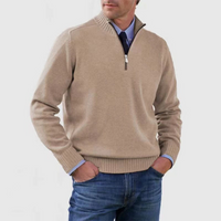 Pullover Herren Half Zip Modern | Warm Komfort Freizeit in Beige