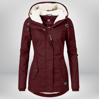 Winterjacke Damen mit Kapuze | Gefütterte Übergangsjacke in Rot
