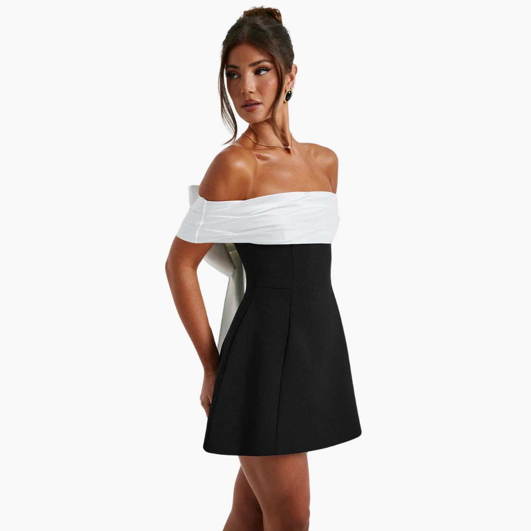 Elegantes schwarzes Kleid für Damen mit Schleifen-Detail hinten