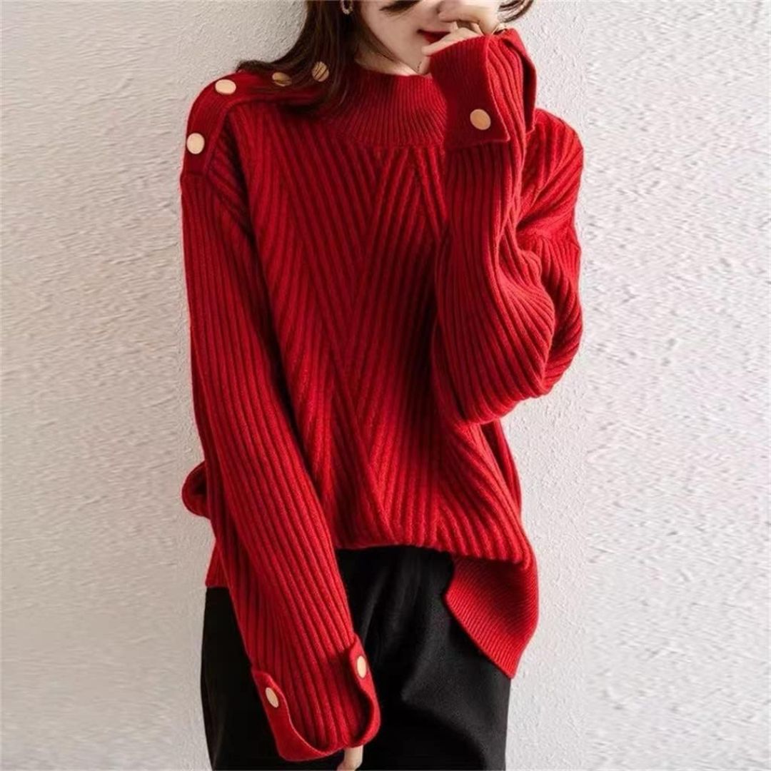 Amanda - Gemütlicher Rollkragenpullover mit Knopfakzenten